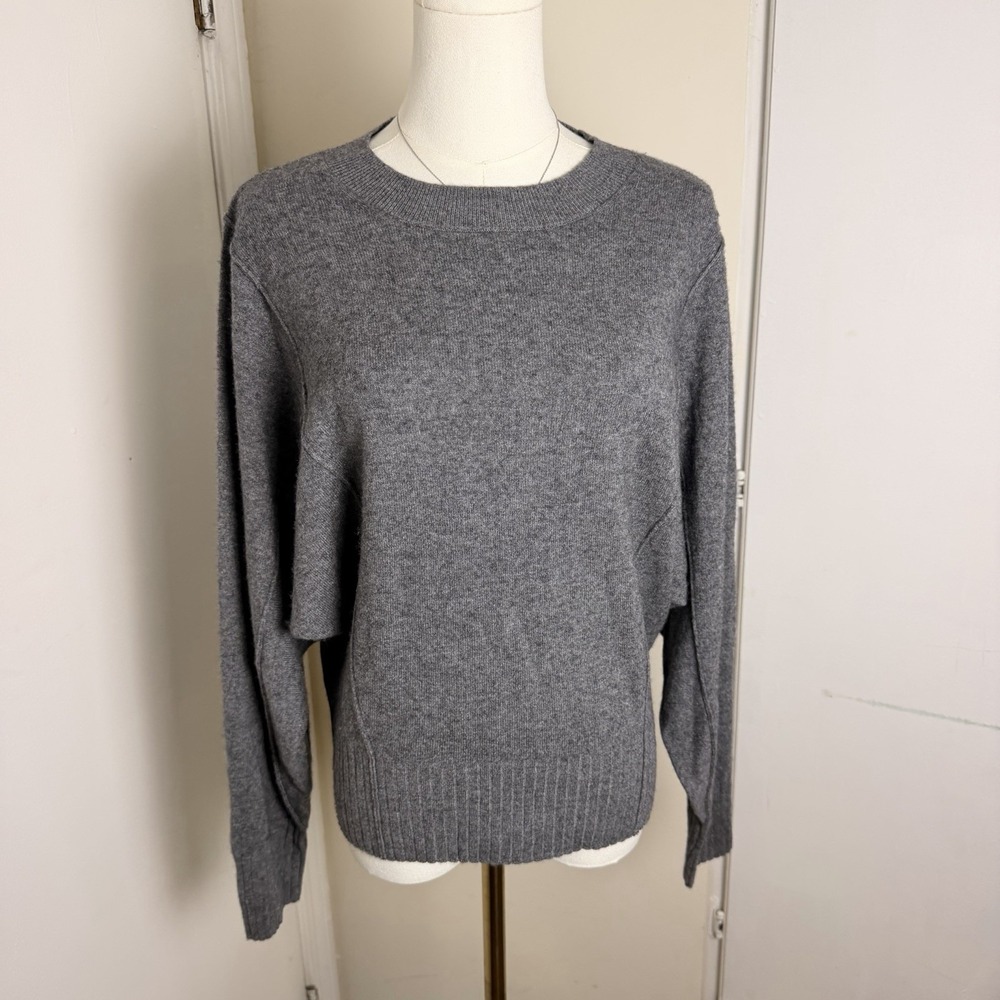 Reiss Women's Sz Medium Jumper Sweater Gray Wool Cashmere Blend Knit Long Sleeve